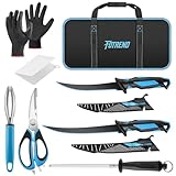 Fillet Knife Kit Combo, Fishing Knives and Honing Rod, Ultra-Sharp G4116 German Stainless Steel, Non-Slip Handle, Durable Storage Bag, Fishing Gifts for Men