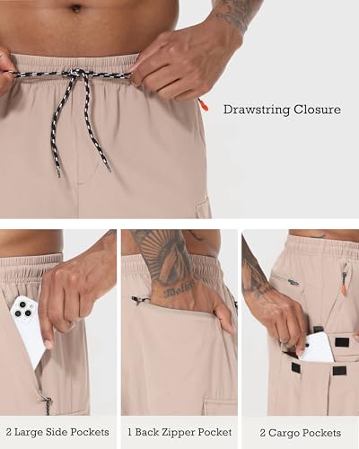 Image of Men's Cargo Shorts Quick Dry Lightweight Stretch Hiking Shorts for Men with 5 Pockets No Lining