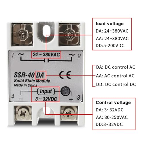Relais statique SSR 40A CC vers CA 220V monophasé pour imprimante 3D