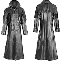 SARGE Chaqueta de Cuero Steampunk para Hombre, Gabardina gótica Punk Rave Militar, Prendas de Vestir largas, Cosplay Negro de Talla Grande, Novedad de 2022