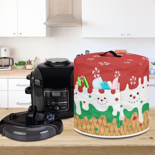 Image of Christmas Ice Cream Air Fryer Cover Popular Dust Cover | Recyclable Suitable for Crock Pot Pressure Cooker Holiday Decoration Accessories for Christmas Party Decor 3 Quart