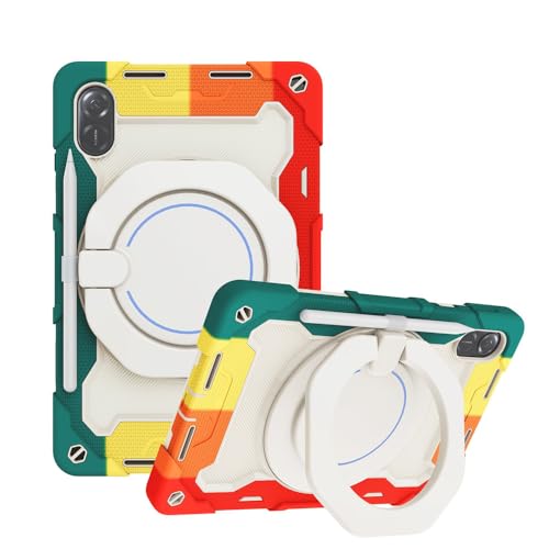 Funda Honor Pad X8 Pro silicona roja resistente con soporte anillo giratorio 360