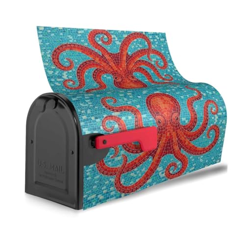 Image of Octopus Mailbox Cover Magnetic Ocean Theme Waterproof Mailbox Wraps Post Letter Box Decor 21x18 in