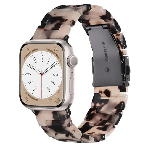 Malisuuya Compatible with Apple Watch Band Lightweight Resin Bands for Women Men Tortoise Stone Flower Watch Strap 42mm 44mm 45mm 46mm S11 49mm Ultra Dressy Band for iWatch Se 10/9/8/7/6/5/4/3/2/1/SE