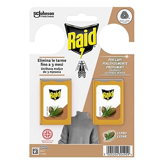 Raid Anti Tarme Gel Vestiti, Per Capi Piacevolmente Profumati, Fragranza al Cedro, 2 Pezzi