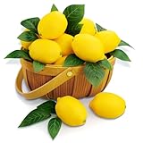 24 Limones Artificiales con 24 Hojas, Frutas Decorativas de Imitación de Limones, Limones Falsos de Plástico Realistas para Decoración Cocina, Centros Mesa, Fiestas de Verano (24 Limones Amarillos)