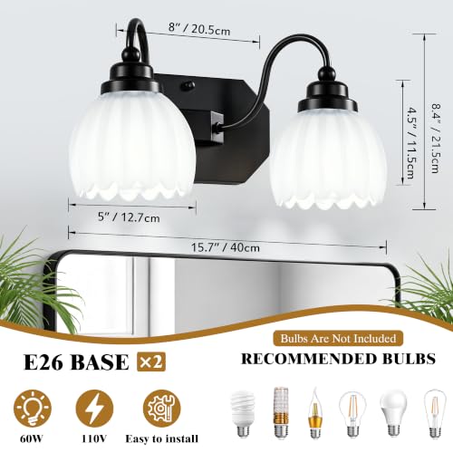 Image of Vintage Bathroom Light Fixtures,2 Light Milk White Crystal