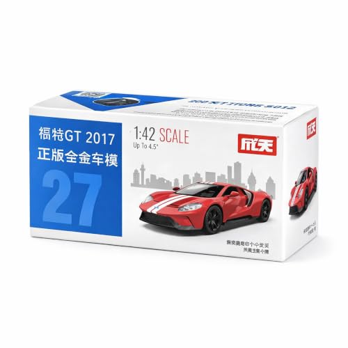 Image of Wizplex MSZ Ford GT 1:43 Scale Officially Licensed Die Cast Metal Car - Pull Back Supercar with Openable Front Doors, Collectible Showpiece for Kids 6+ & Car Enthusiasts