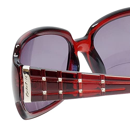 Calabria 830 Oversized Polarized Bifocal Sunglasses +2.50 Wine Red Women Reading Sunglass Readers Bi-Focal Crystal Accents4