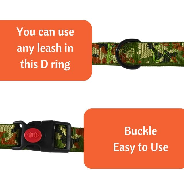 Image of Emily Pets Adjustable Dog Collar - Special Design Patterns, Soft Nylon Comfortable Durable Pet Collar for Small Medium Large Dogs (Army Green)