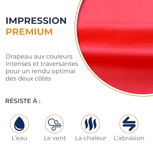 Grand drapeau rouge de qualité supérieure 250x150 cm avec oeillets robustes - 4
