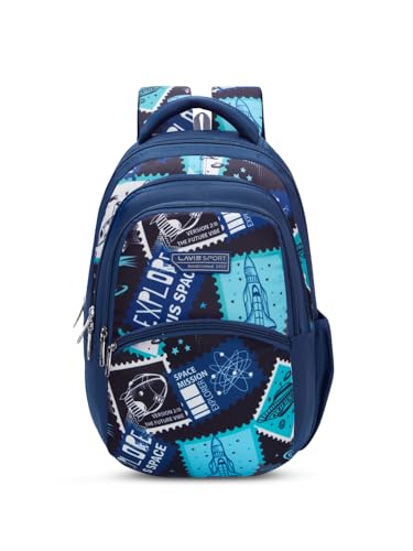 Image of Lavie Sport Spaceship 30L Navy Backpack |Organizer & Bottle Holder |Gift for Men, Women, Boys, Girls | Laptop Sleeve for School & College