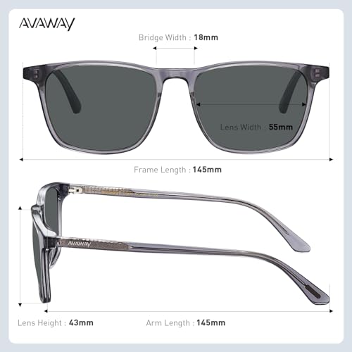 AVAWAY Acetate Polarized Sunglasses for Men, UV400 Protection Fashion Retro Cool Square Frame Driving Fishing Sun Glasses4