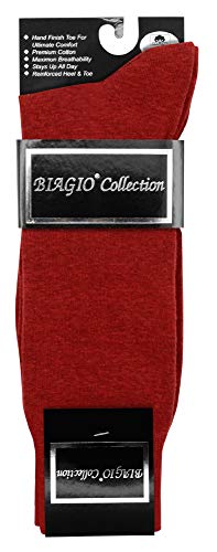 6 Pair of Biagio Solid MAROON Burgundy Solid Men's COTTON Dress SOCKS3