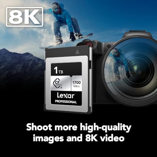 Image of Lexar 1TB Professional Silver SE CFexpress Type B Memory Card, for Photographers, Videographers, Up to 1700 /1250 MB /s, 8K Video (LCXEXSE001T-RNENU)