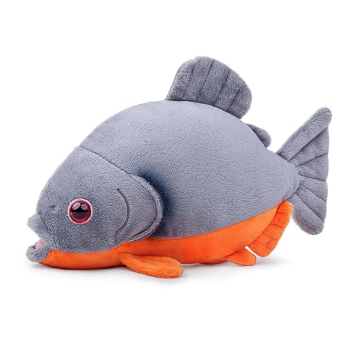 Lilizzhoumax Pez Piraña Suave 22cm/8' - Lindo Juguete Rodentino para Animales Salvajes - Gris