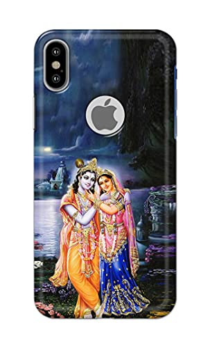 Image of Printed Hard Back Cover Case for Apple iPhone X | iPhone 10 | iPhone Xs | iPhone 10s Logo View Back Cover (Radha Krishna) -1803