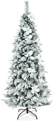 DORTALA 6FT Artificial Pencil Christmas Tree - 220 PVC Branch Tips, Unlit, With Metal Stand, Green - View #2