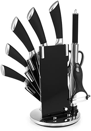 Ross Henery Professional Stainless Steel 8 Piece Kitchen Knife Set, with Rubberised Grip Handles, in Acrylic Stand