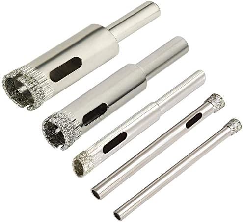 Diamond Drill Bit Hole Saw for Tile Glass Marble Granite Fiberglass Ceramic Tool Drill Bit Set 5 Pack | 5/32” – ½”