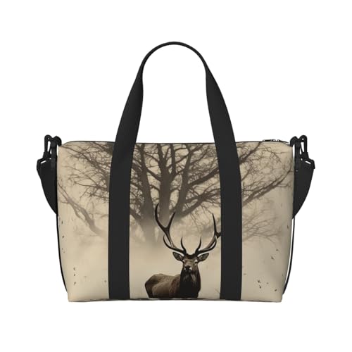 Sports Gym Bag for Women Men Travel Duffel Bag Tote Weekender Bag Carry on Overnight Bag for Travel Swimming Fitness Workout Sports Abstract Tree Elk Picture Duffle Bag