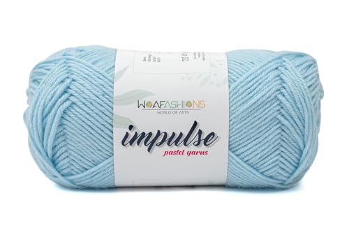 Image of WOAFashions Impulse Hand Knitting & Crochet Yarn, Premium Acrylic, 4 : Medium (Sky Blue) (3x100gms / 3.5oz / 200mtr / 218yds)