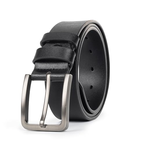 Mens Casual-Leather-Belt Classic-Adjustable Genuine-Leather Waist Strap Every Day Jeans Belts