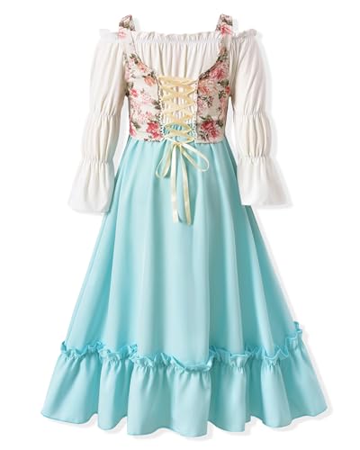Vestido medieval renacentista para niñas 4-12 años miniatura 1