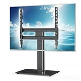 Sweetcrispy Universal TV Stand Base - Table Top TV Stand for 26-55 inch LCD LED TVs - Height Adjustable TV Mount Stands with Tempered Glass Base, VESA 400x400mm, Holds up to 99lbs