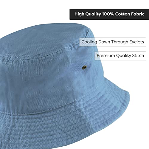 The Hat Depot 300N Unisex 100% Cotton Packable Summer Travel Bucket Hat (L/Xl, Sky Blue) #TOP3