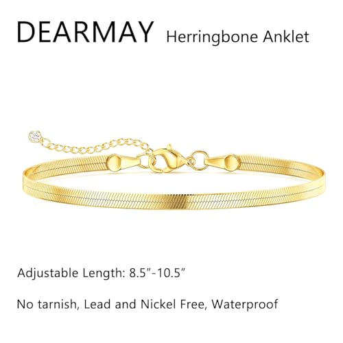 Image of DEARMAY Gold Anklets for Women Waterproof, Non Tarnish14K Gold Plated Ankle Bracelets Set Stack, Summer Beach Jewelry Gifts for Vacation, Bikini Outfits for Women Mom Her