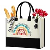 Koyzsen Teacher Appreciation Gifts, Teachers Day Gifts, Reusable Waterproof Personalized Teacher Canvas Tote Bag, It takes a big heart to shape little minds
