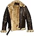 NM-Fashions RAF Aviator Brown Bomber Shearling Real Sheepskin Leather Flight Jacket