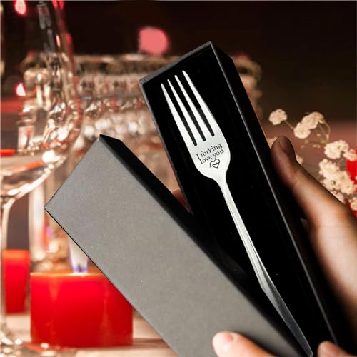 Forking Love You Funny Engraved Forks, Stainless Steel Engraved Fork, Personalized Letter Dinner Fork-I Forking Love You, Unique Carving Fork Best Gifts for Christmas Valentine's Day