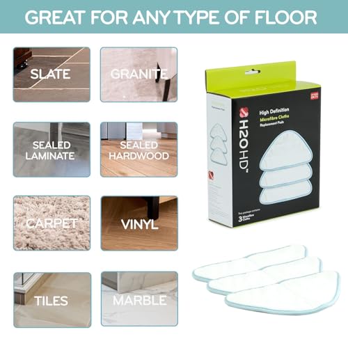 H2O HD Microfibre Cloth Pack - Set of 3 Replacement Cleaning Pads for Steam Cleaners - Optimize Your Cleaning Power with Pads Specifically Designed for Your H20 HD Steam Mop…