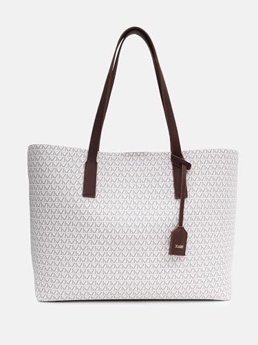 Image of Kazo Signature Shopper | Premium Faux Leather Tote Bag with Detachable Pouch | Elegant Structured Handbag for Work & Travel | Off-White