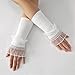 Instobig Women's Gothic Scene Knit Ruffle Arm Warmers - Fashion Fingerless Forearm Arm Sleeve, Skateboard Wedding Gloves, White