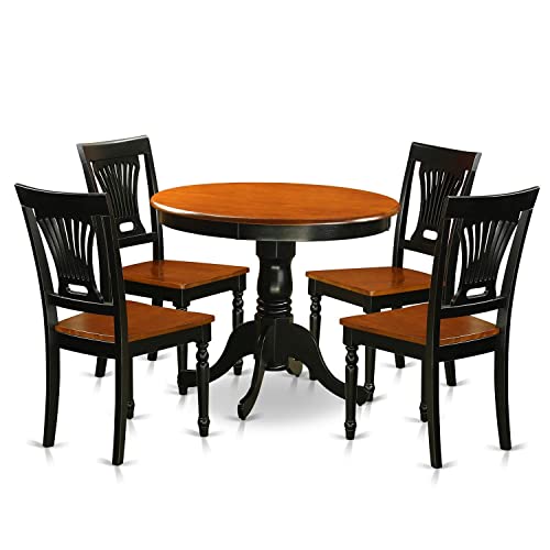 East West Furniture ANPL5-BLK-W 5 Piece Kitchen Table &