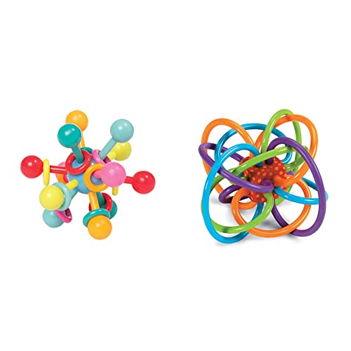 Image of Manhattan Toy Atom Rattle & Teether Grasping Activity Baby Toy & Winkel Rattle & Sensory Teether Toy