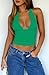 ForeFair Women Sexy Halter Deep V Neck Backless Crop Tank Top Open Back Sleeveless Slim Fit Y2k Summer Tops(Green,XS)