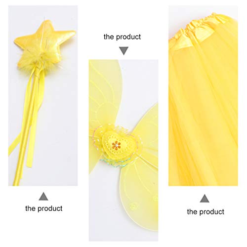 VALICLUD Amarelo Costume Fancy Dress Up para Meninas Asas de Borboleta de Fadas Tutu Fada Varinha E