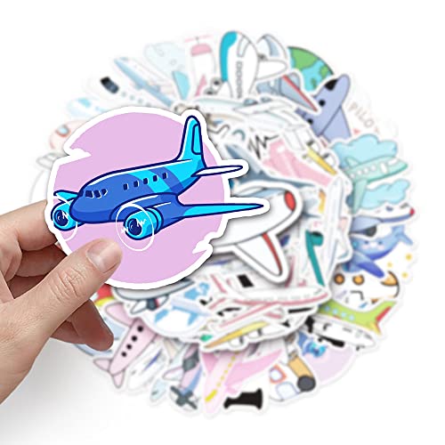 Cartoon Airplane Vinyl Stickers, 50 PCS Waterproof Cartoon Aircraft Decals for Laptops Scrapbooking, Notebooks, Water Bottles - Image 4