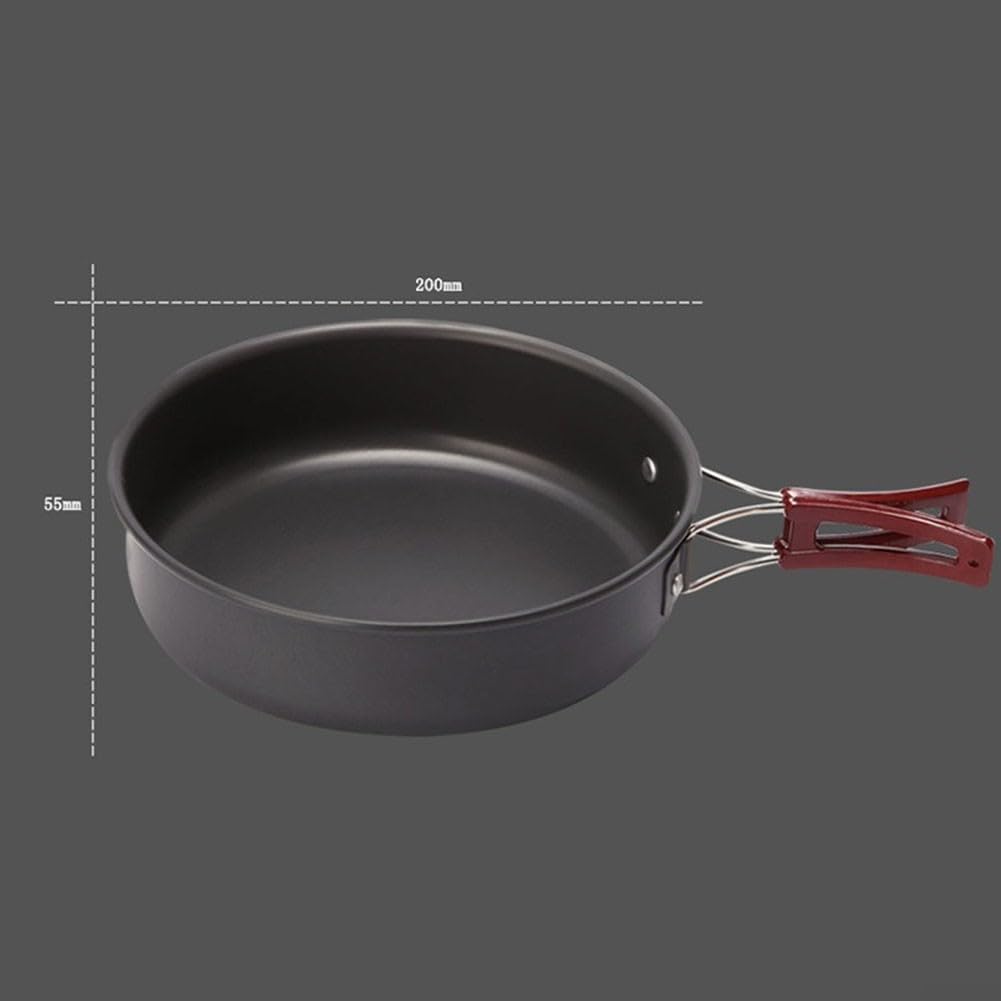 Padella in alluminio antiaderente da 20 cm, con manico pieghevole, per escursionismo, picnic, escursionismo