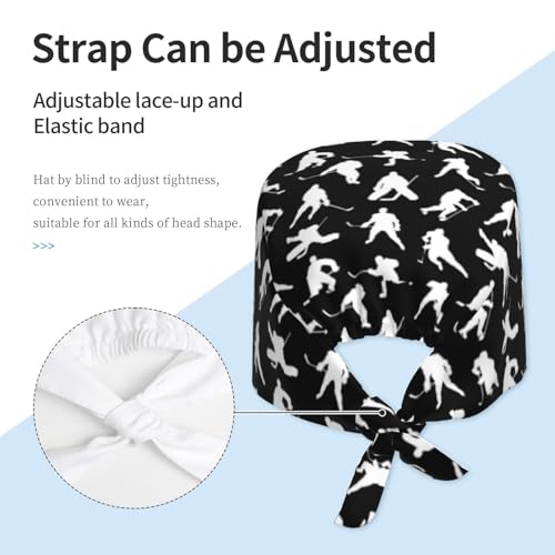 Image of Working Cap Scrub Cap with Sweatband Adjustable Unisex Women Tie Back Hat Nurse Surgical Caps