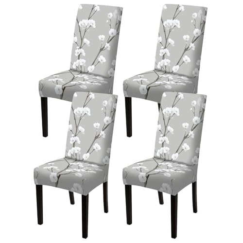 Image of Nuxovilar 4PCS White Plum Blossom Stretch Chair Covers 24x70in