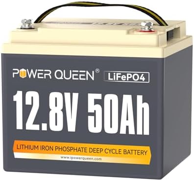 Power Queen Batería Litio de 12V 50Ah, 640Wh, Baterías LiFePO4 de...