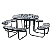 Vestil PT-MX-RT-46-BK Steel Picnic Table Expanded Metal Round Top 46 in. x 46 in. Black