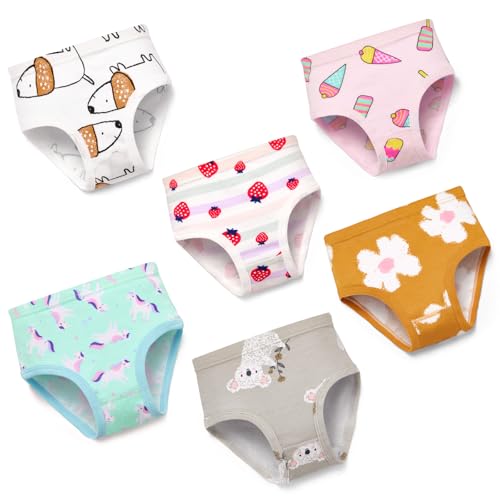 Soleurfe Unterhosen Mädchen 100% Baumwoll Bequeme Slips für Kinder 98-104 (3-4 Jahre) Einzigartige Designs täglichen Tragen 6er Pack