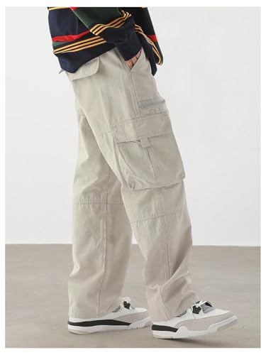 SOLY HUX Men's Cargo Pants Drawstring Elastic Waist Flap Pocket Baggy Pants Casual Streetwear3