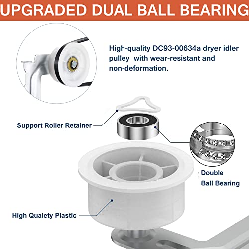 Dryer Roller Replacement Part For Samsung Dv42H5000Ew/A3 Dv45H7000Ew/A2 Dv48H7400Ewa2 Dv42H5200Epa3 Dv40J3000Ewa2, Dc97-16782A Dryer Roller Dc93-00634A Idler Pulley 6602-001655 Dryer Belt Repair Kit #TOP4
